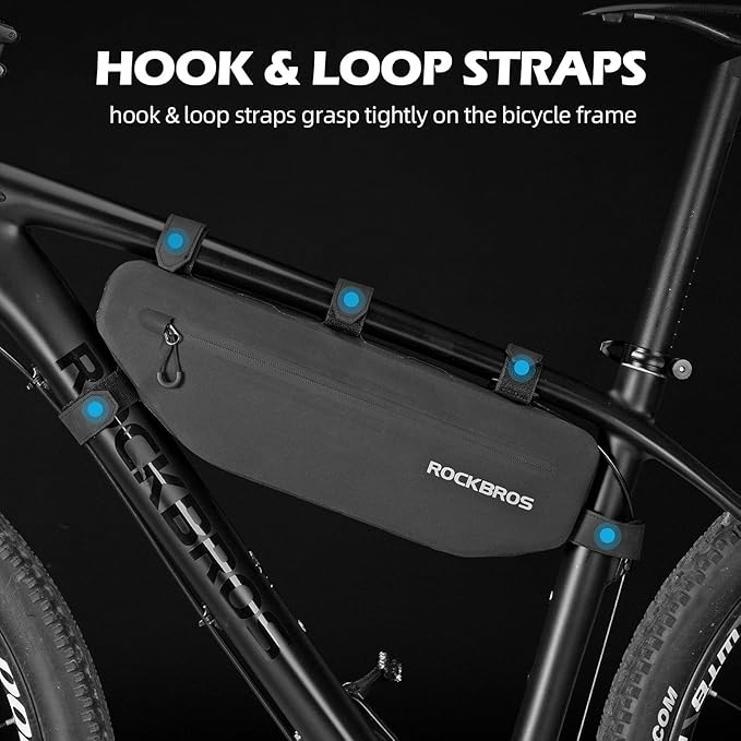 ROCK BROS Bike Frame Bag Waterproof Bike Triangle Bag Bicycle Under Top Tube Bag Corner Pouch Storage Bag Approx. 3 Litres for Cycling Accessories