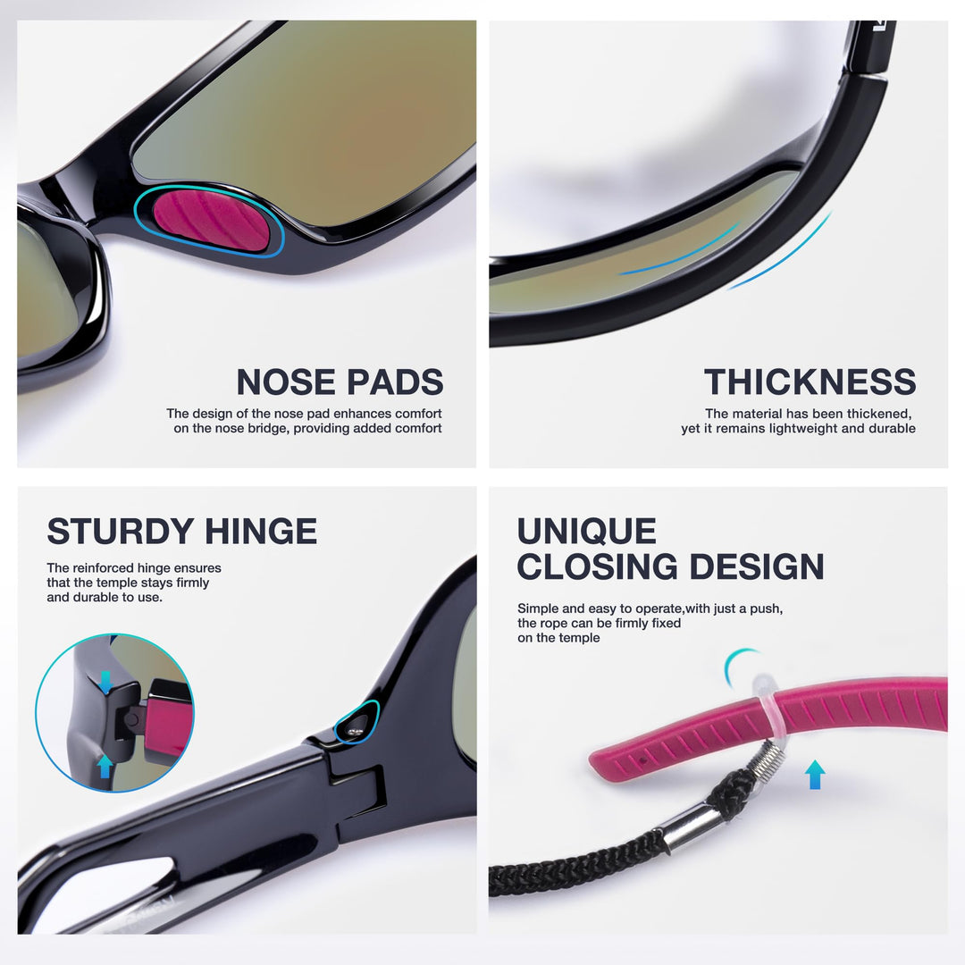 RIVBOS Polarized Sports Sunglasses Driving Sunglasses Shades for Men Women Tr90 Frame for Cycling Fishing Running RB831