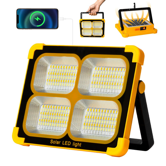 100W LED Solar Work Light Portable,10000LM 12000mAh Battery Work Light USB Rechargeable, 4 Light Modes, Camping lamp Portable Outdoor for Emergencies, Construction site, Camping, Garage