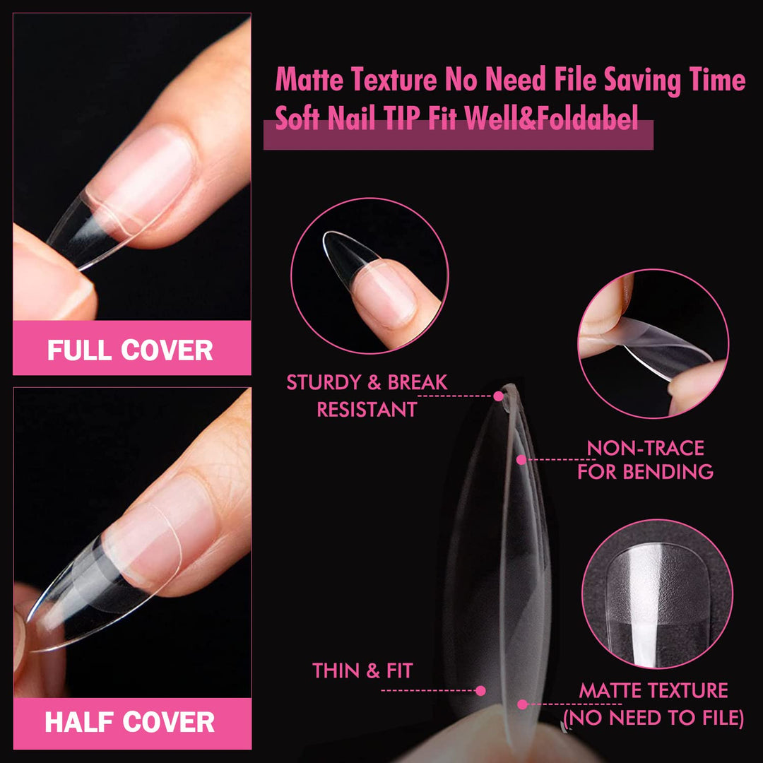 504Pcs Matte Soft Gel Toe Nail Tips | Full Cover for DIY Nail Extensions