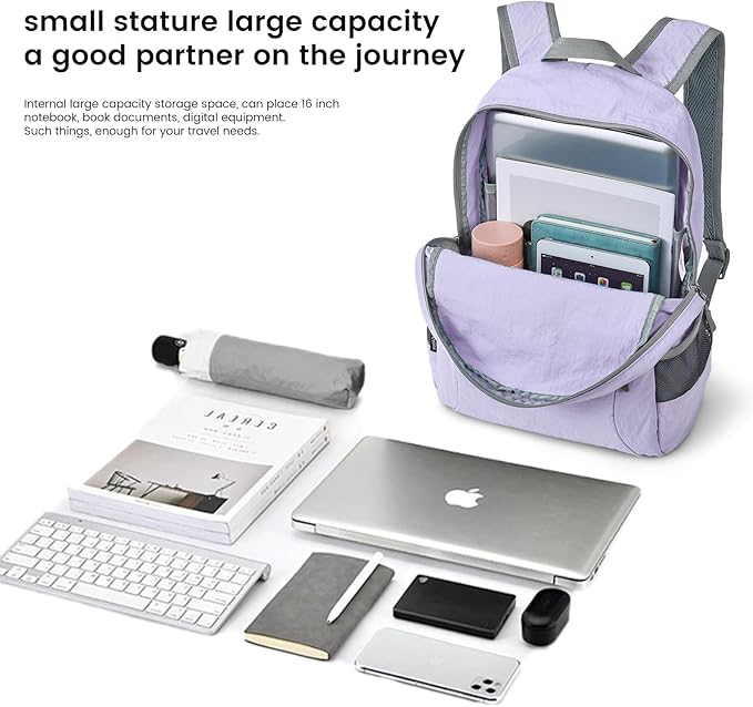 G4Free 20L Lightweight Packable Backpack Travel Hiking Daypack Foldable Backpack for Men Women(Light Purple)