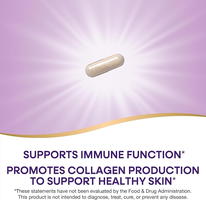 Nature’s Way Extra Strength Vitamin C with Bioflavonoids, Supports Immune Health*, Promotes Collagen Production for Healthy Skin*, 1g Vitamin C per Capsule, 100 Vegan Capsules (Packaging May Vary)