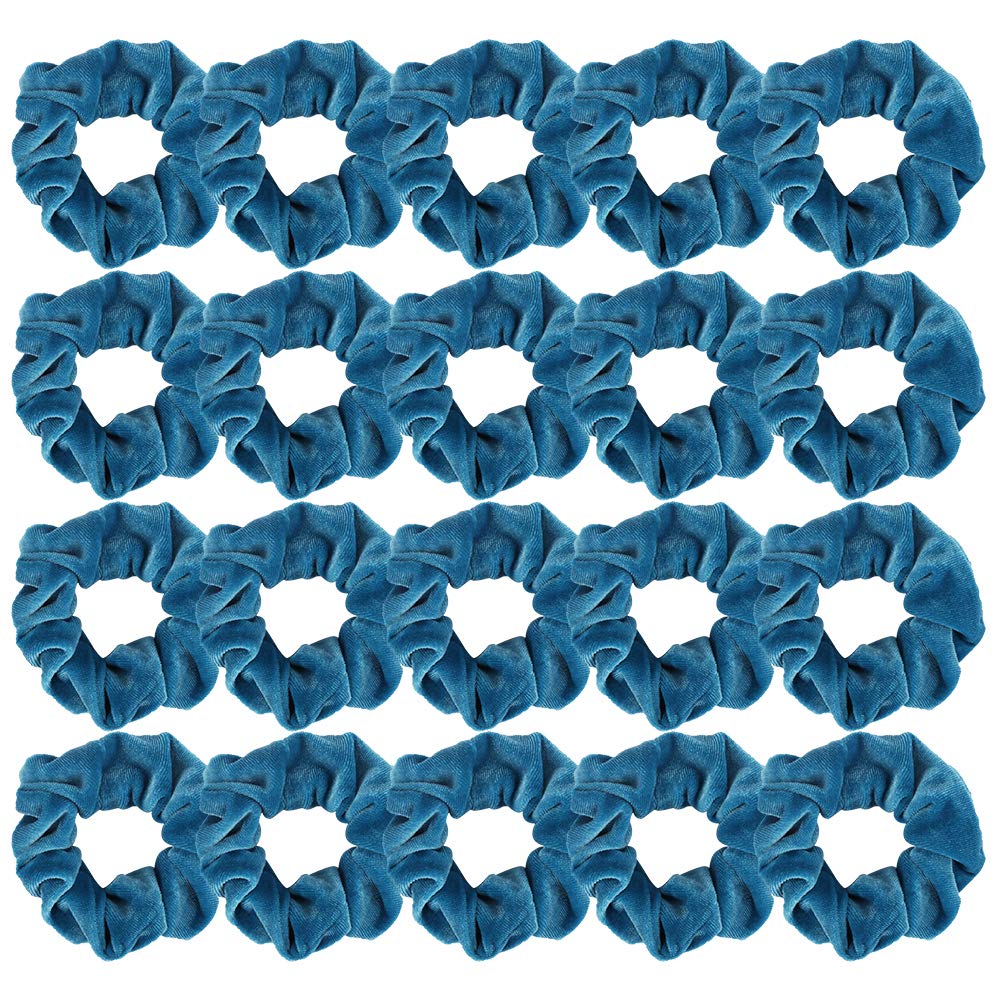 20 Pcs Hair Scrunchies, Didder Velvet Elastics Scrunchy Hair Ties Blue Soft Scrunchie Bobbles Ropes Scrunchie Solid Color Hair B