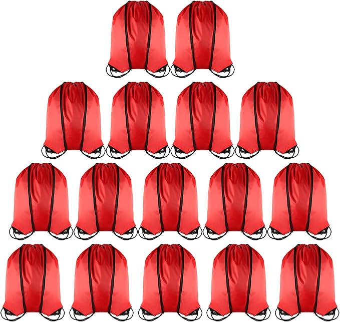 GoodtoU Drawstring Backpacks Bulk String Bags - Red Drawstring Bags Party Favors for Adults 16 Pcs