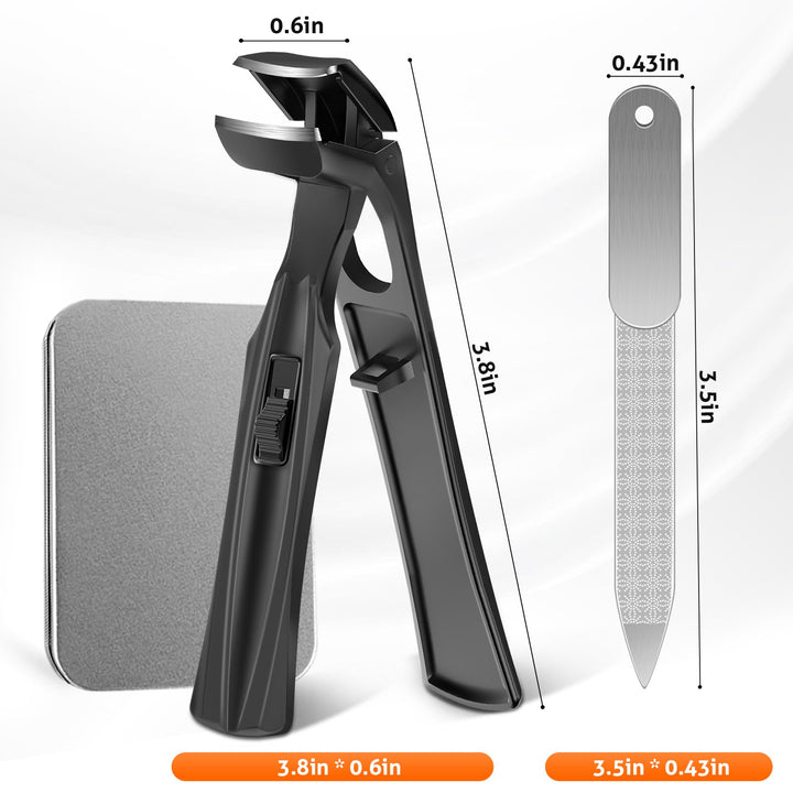 Toenail Clippers for Seniors Thick Toenails, Upgrade Angled Head Large Toe Nail Clippers for Men with Wide Jaw Opening, Sharp Heavy Duty Fingernail Clipper Cutter with Catcher Long Handle -Black