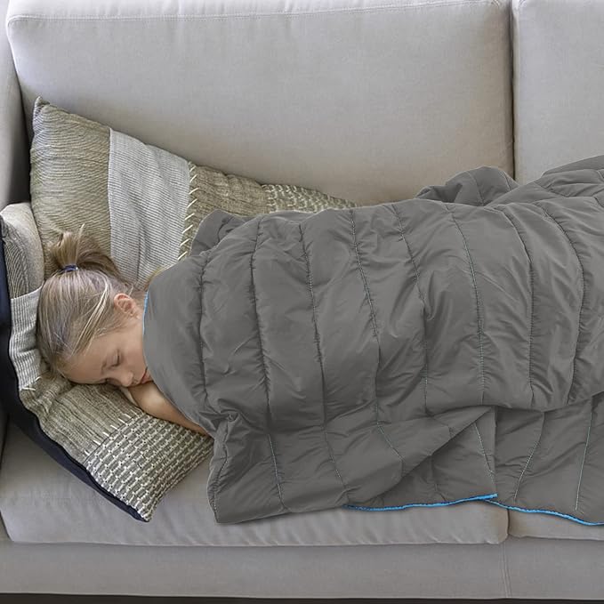 Gold Armour Puffy, Packable Camping Blanket - Lightweight & Compact Insulated Quilt for Outdoor - Camping Gear (Gray)