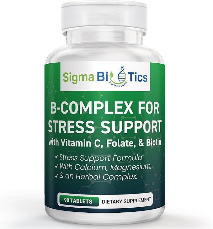 B Complex for Stress Support - Energy, Nerve & Mood Support with Vitamins, Minerals & Botanicals - Non-GMO, 90 Tablets for Relaxation