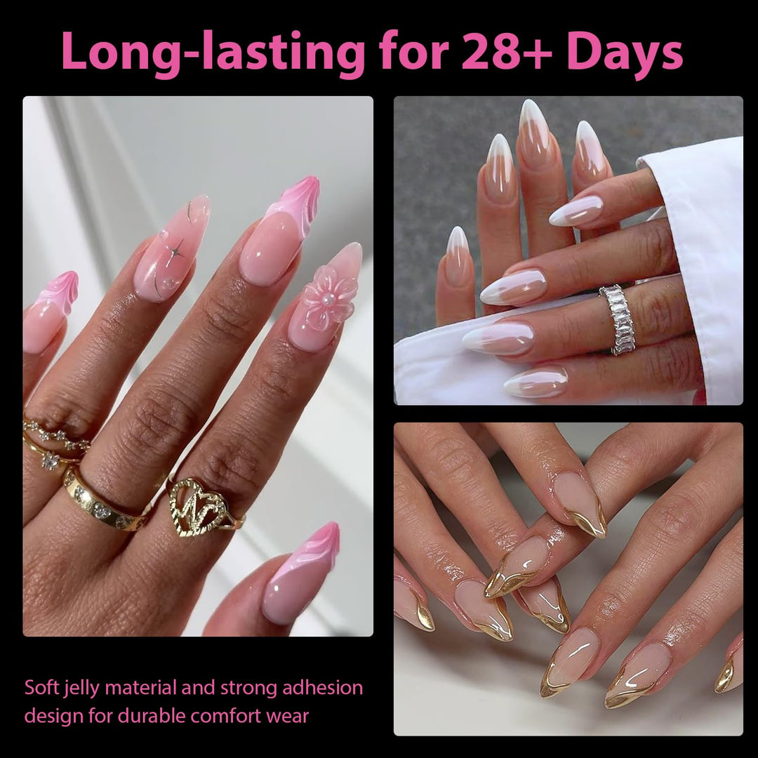UNA GELLA 504Pcs Short Coffin Gel Press-On Nails | Pre-Etched For Women