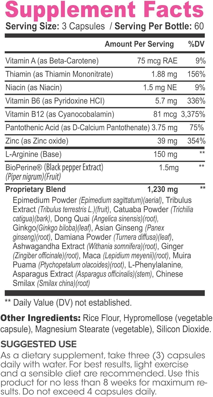 Passion for Women – with Vitamins A, B6, B12 & Thiamin – 180 Capsules – 60 Servings