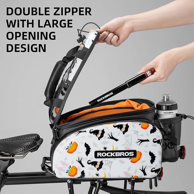 ROCKBROS Bike Rack Bag Trunk Waterproof Bike Bags for Bicycle Rear Rack EVA Hard Shell Bicycle Rear Seat Cargo Pack Pannier 35L White