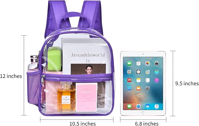 USPECLARE Clear Backpack for Stadium Approved 12×6×12, Water proof Clear Bag for Stadium Events and Concert Work Sport Event
