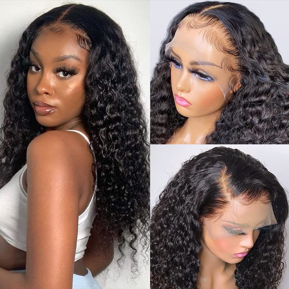 Pizazz 220% Density Deep Wave Human Hair Wigs For Black Women 13X4 Glueless Hd Transparent Lace Front Wigs Human Hair With Baby