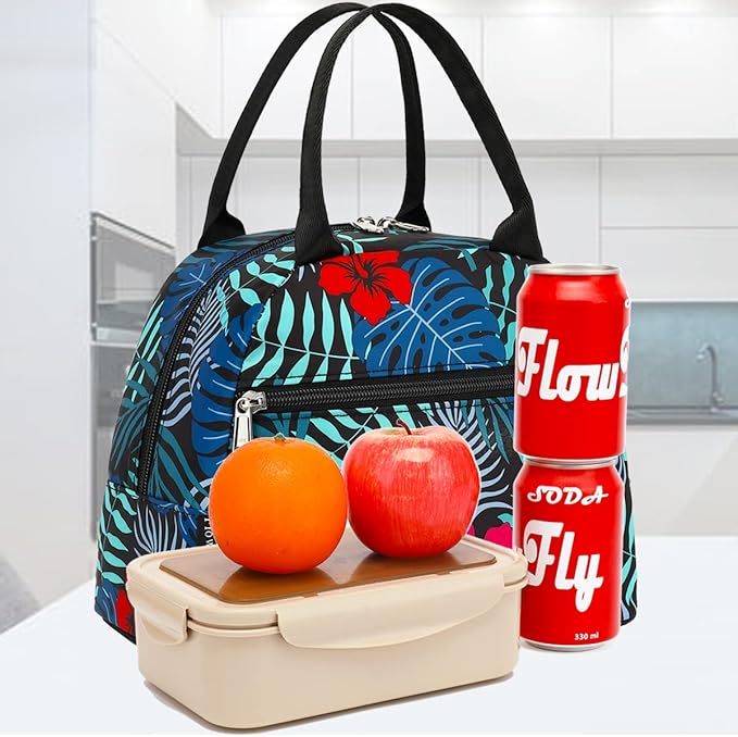 FlowFly Lunch Bag Tote Bag Lunch Organizer Lunch Holder Insulated Lunch Cooler Bag for Women/Men,Leaf