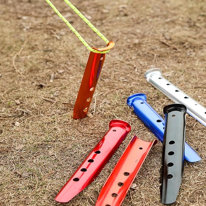 Aluminum Tent Stakes for Camping in Snow & Sand 10PCS Beach Canopy Tent Stakes U-Shaped Tent Pegs Lightweight Ground Nails for Beach Shade Canopy Hiking Backpacking Boating Picnic (Red)