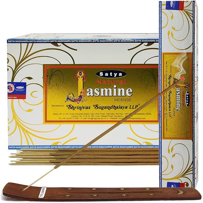 Natural Jasmine Incense Sticks and Incense Stick Holder Bundle Insence Insense Satya Incense