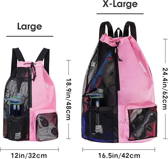 WANDF Swim Bag Mesh Drawstring Backpack with Wet Pocket for Swimming, Gym, and Workout Gear