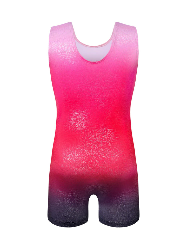 Domusgo Leotard for Girls Gymnastics Size 5-6 Years Old Shiny Pink Gradient Biketard