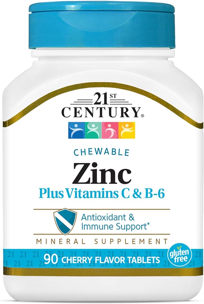 21st Century Zinc Chewable with C and B6, Cherry Chew, 90 Count (Pack of 2)