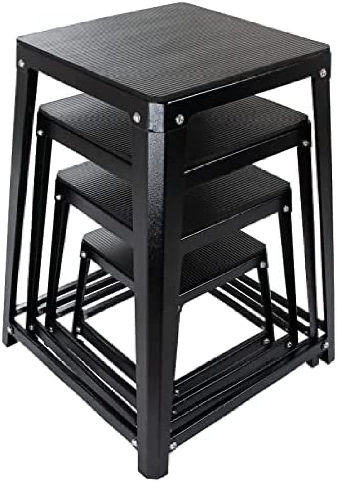 Plyometric Boxes Steel Plyo Box Fitness Exercise Jump Box for Home Gym Plyometric Jumping Exercises,Set of 4 Black