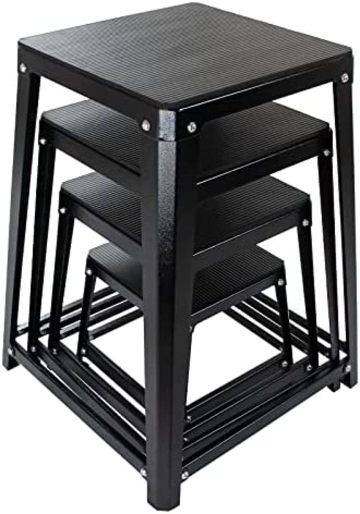 Plyometric Boxes Steel Plyo Box Fitness Exercise Jump Box for Home Gym Plyometric Jumping Exercises,Set of 4 Black