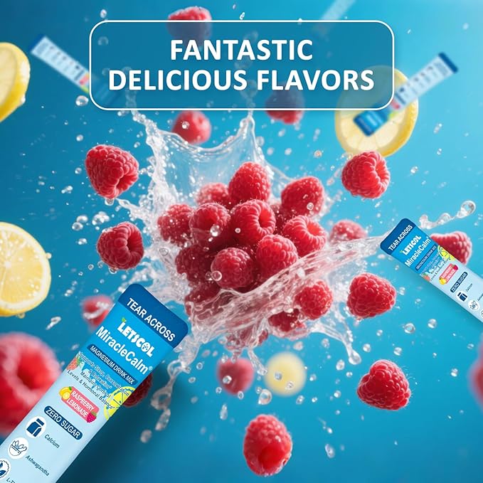 MiracleCalm Drink Mix Powder, Calm Magnesium Calcium Supplement, Cortisol Drink Powdered for Sleep, Relaxed & Focus with Easily Absorbed L-Theanine, Vitamin D3, Ashwagandha, Sugar Free