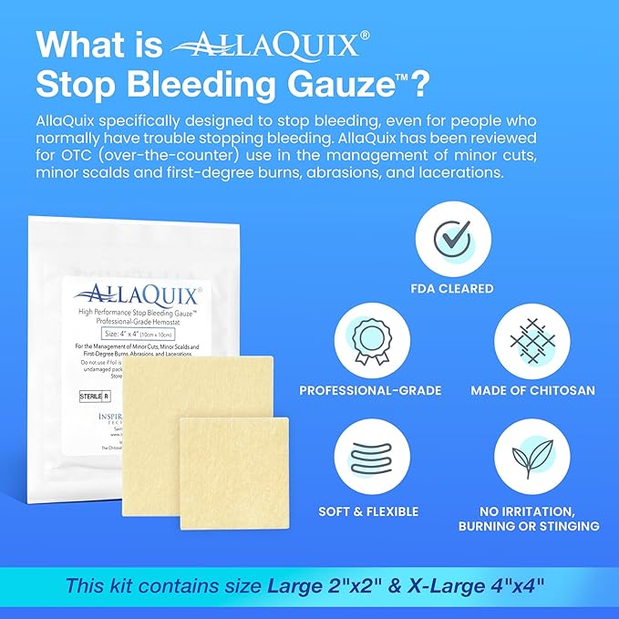 Stop Bleeding Quick Kit - First-aid with AllaQuix Stop Bleeding Gauze (Blood clotting Bandage) (Ultimate)