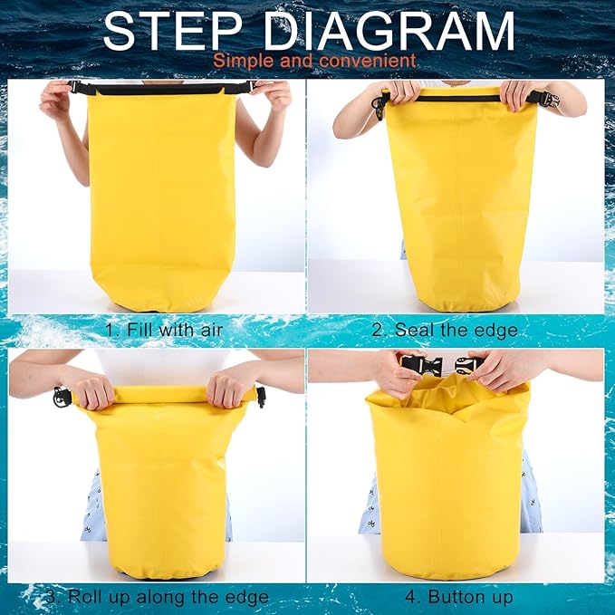 4 Set 2 in 1 Sand Anchor and Buoy Kit Floating Bag Kayak Anchor Waterproof Dry Bag for Lake Beach Boats Watercrafts Hiking Camping Water Sports Surfing Tubing Kayaking(Yellow)