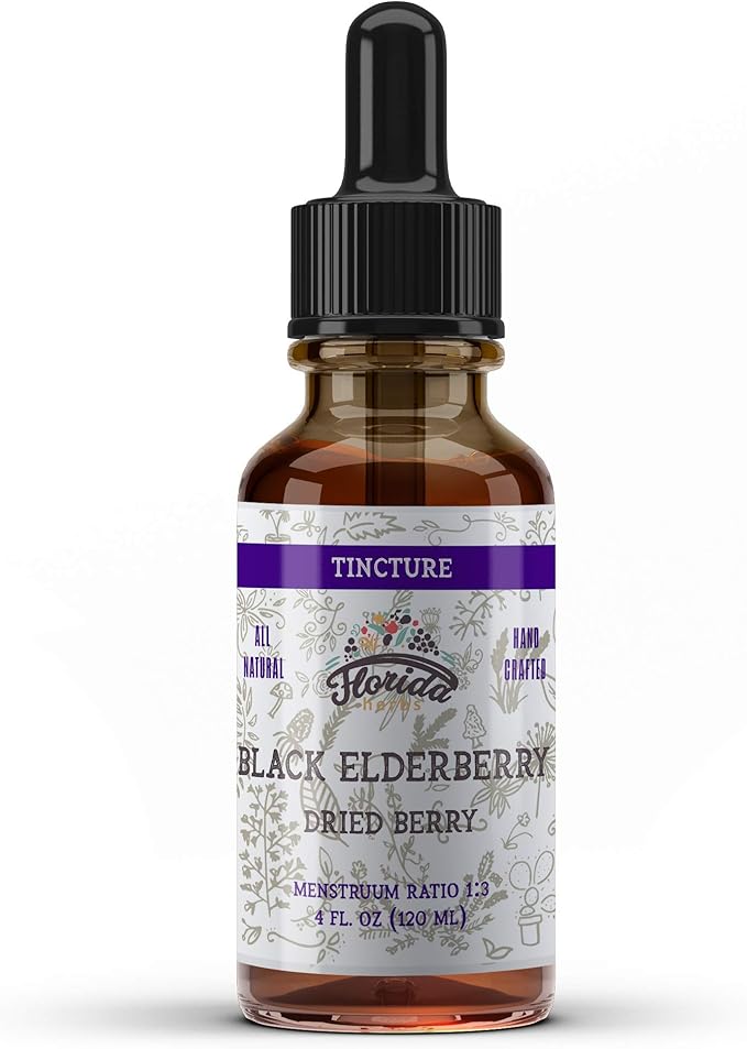 Black Elderberry Tincture, Organic Black Elderberry Extract (Sambucus Nigra) Antioxidant Extract for Immune Support, Non-GMO in Cold-Pressed Organic Vegetable Glycerin 4 oz, 670 mg