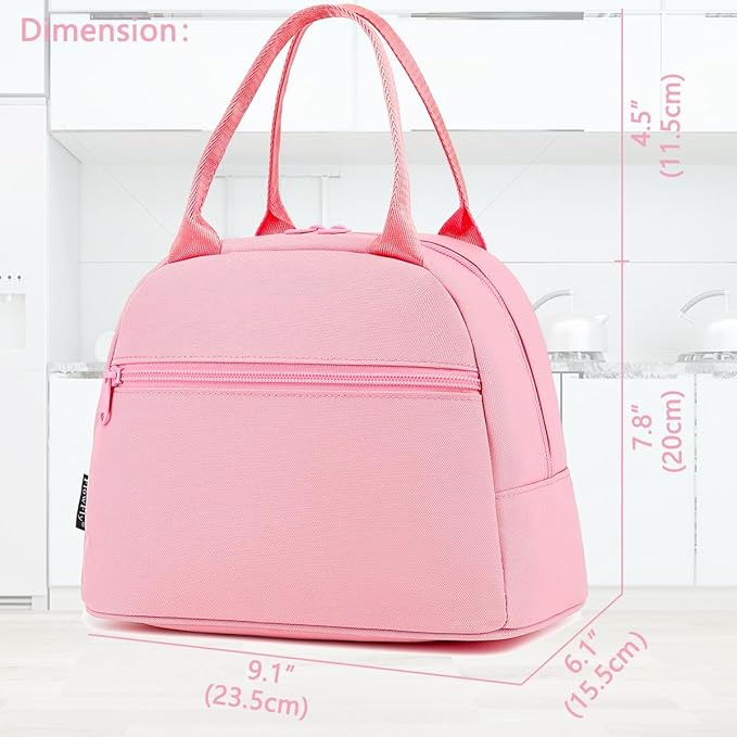FlowFly Lunch Bag Tote Bag Lunch Organizer Lunch Holder Insulated Lunch Cooler Bag for Women/Men,Pink, LB002-PK07