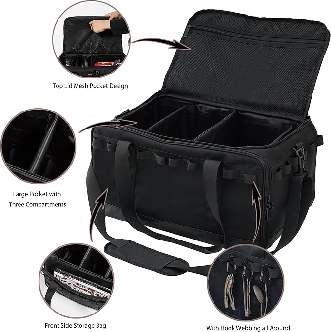 35L Multi-functional Duffle Bag, Waterproof Shoe & Picnic Camping Organizer, 3 Adjustable Dividers for Travel, Sports, GYM