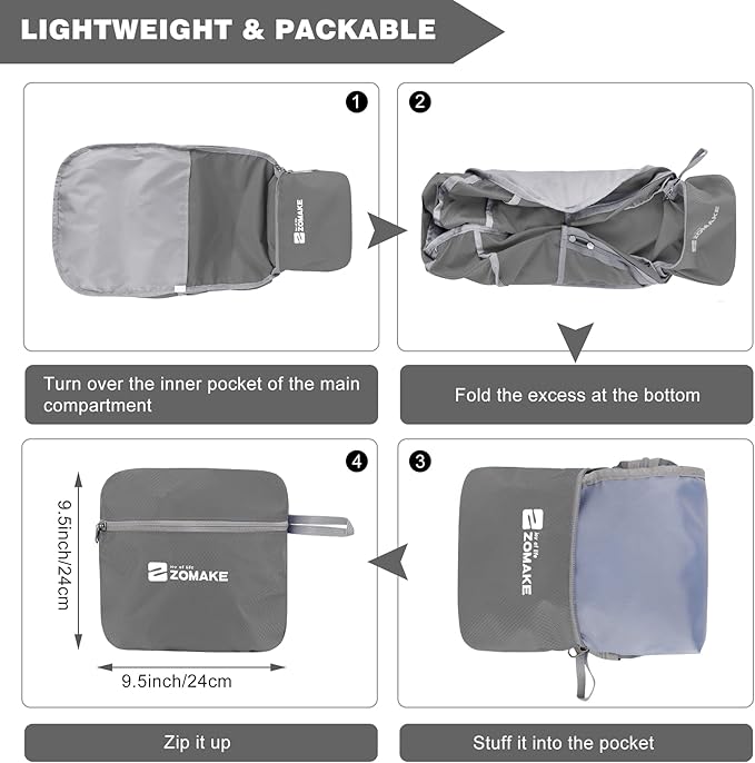 ZOMAKE Lightweight Packable Backpack 35L, Foldable Backpacks Water Resistant Collapsible Light Daypack for Hiking