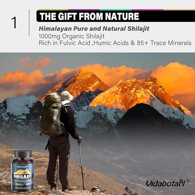 Sugar Free Shilajit Gummies 1000mg – Pure Shilajit Supplement for Men & Women – 85+ Trace Minerals & Fulvic Acid with Ashwagandha- Energy, Brain, Immunity –Mixed Berry Flavor,60 Gummies