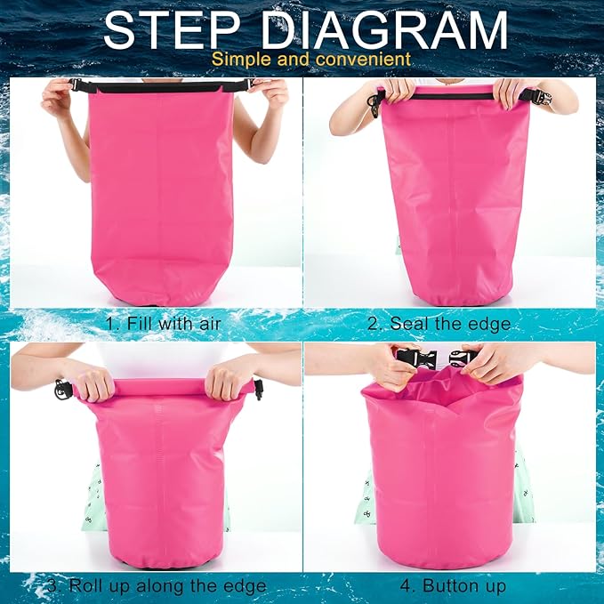 2 Set 20L Sand Anchor Heavy Duty Buoy Kit 2 in 1 Kayak Anchor Floating Waterproof Dry Bag with High Visibility Float Rope for Lake Beach Boat Hiking Camping Water Sports Surfing Kayaking(Rose Red)