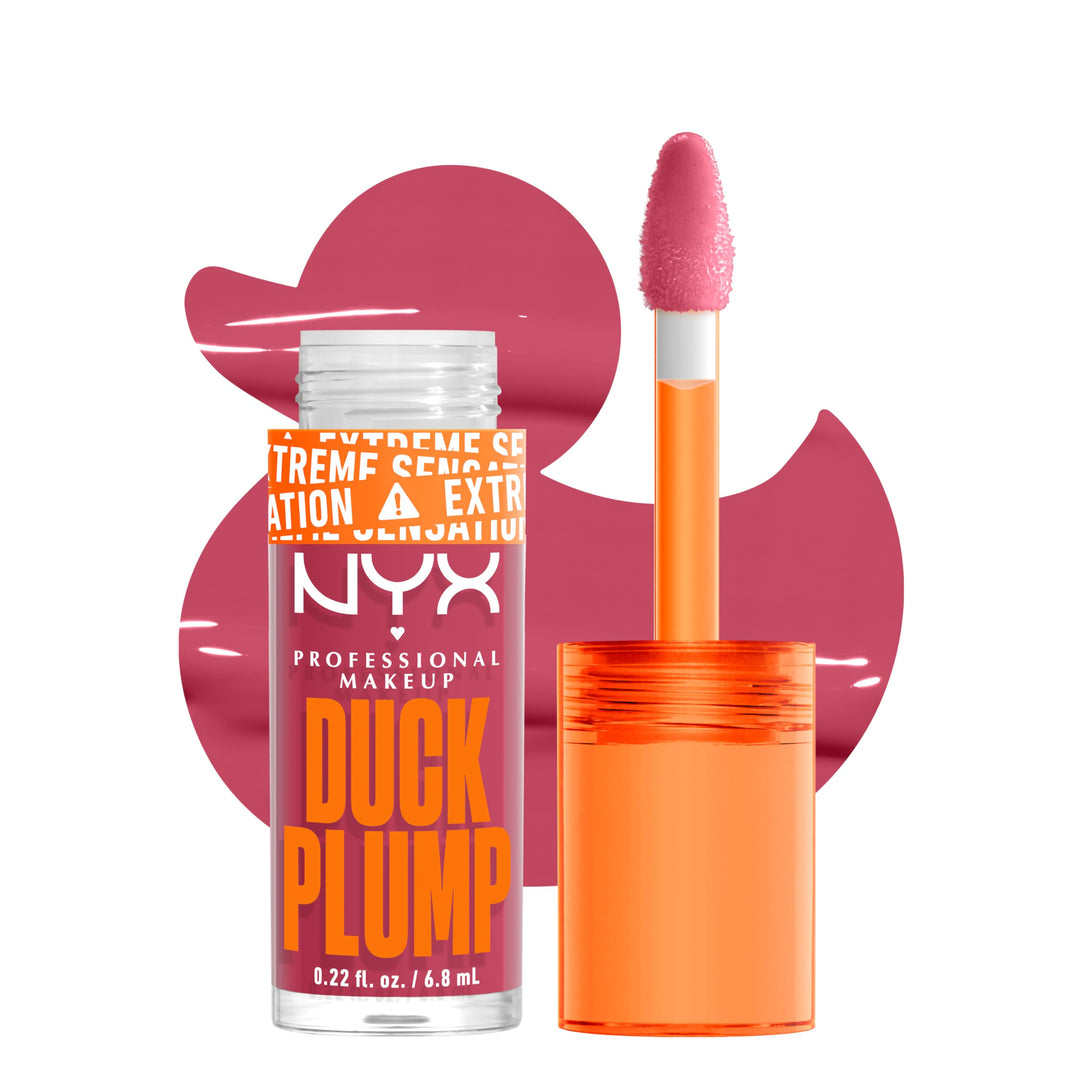 NYX PROFESSIONAL MAKEUP Duck Plump High Pigment Lip Gloss, Lip Plumper Gloss with Spicy Ginger - Strike A Rose