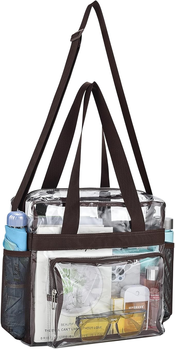 USPECLARE Clear Tote Stadium Approved, Security Travel & Gym Clear Bag for Work Sports Games Concerts