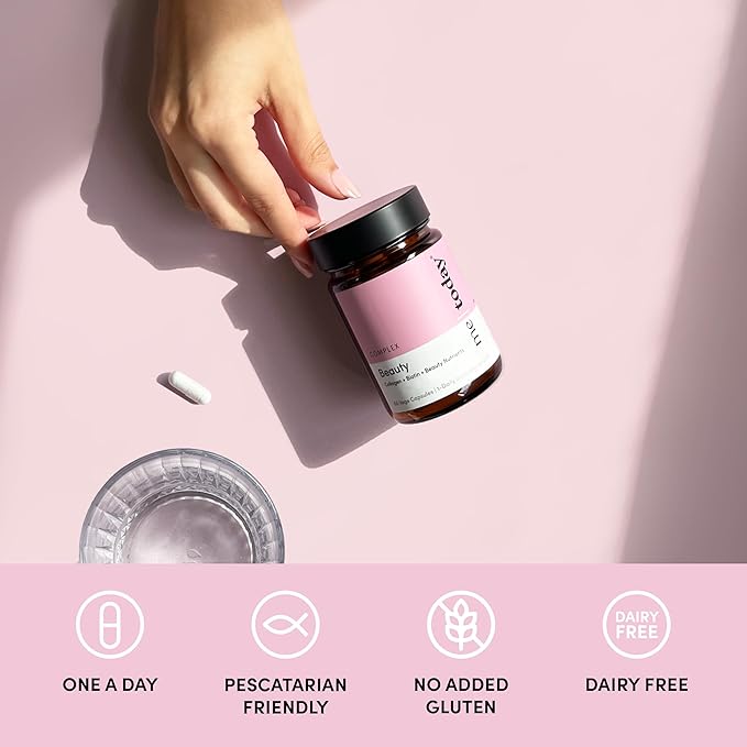 Beauty Supplement, for Hair, Skin and Nails, 60 Capsules, with Vitamin C, Collagen, Biotin and Zinc