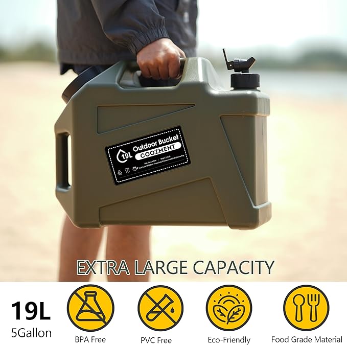 3.2 Gallon/5 Gallon Water Containers with Spigot, BPA Free Water Jug, Military Green Water Tank, Multifunction Water Storage Containers for Camping Outdoor Hiking,Emergency Stroage