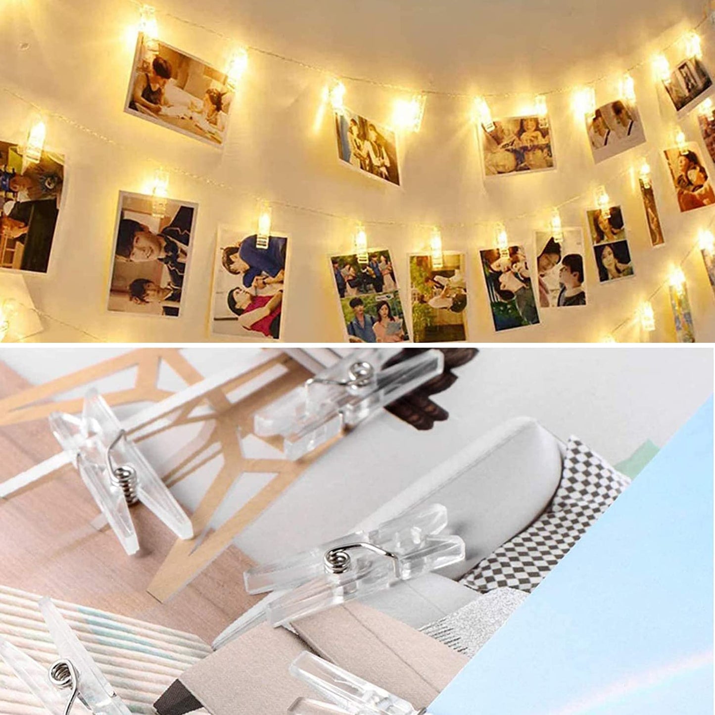 100 Pcs Mini Clear Pegs Tiny Little Photo Clips 35mm Transparent Plastic Spring Pegs for Hanging Photos Card Paper Arts Crafts Picture Weddings Parties Decoration