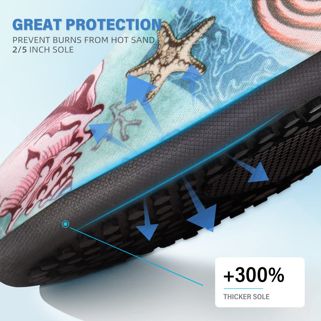 Water Shoes Quick-Dry Aqua Socks Thicker Sole Swim Beach Yoga Wear Sport Camping Accessories Gear Pool Park for Women Men Adult