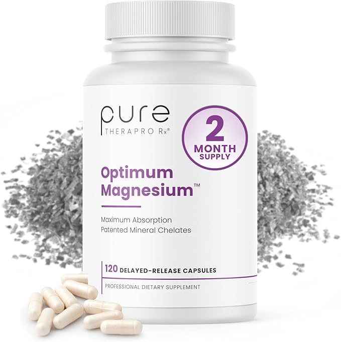 Pure TheraPro Rx Optimum Magnesium Lysinate Glycinate & Di-Magnesium Malate, Made in USA | 2 Month Supply | Chelated Magnesium for Maximum Absorption, Supports Bone Health & Energy, Non-GMO