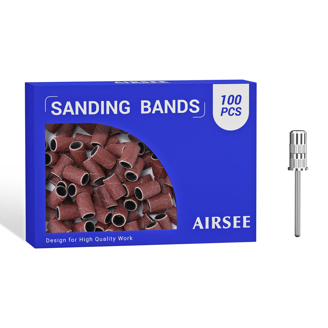 Airsee Sanding Bands For Electric Nail Drill 100 Piece Set 120 Grit Coarse Acrylic File Attachments Professional Sander 1 Mandre