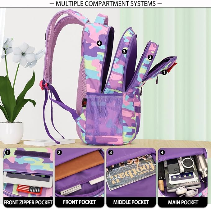 4land Camo Backpack for Boys,Army Boys Backpacks for Elementary Middle School Military,Camouflage Bookbag 40L