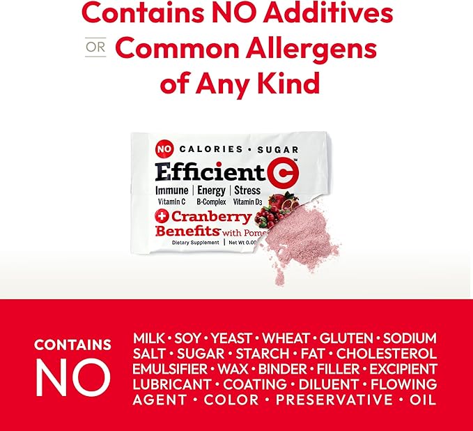 ANDREW LESSMAN Efficient C + Cranberry Benefits 90 Packets - Immune, Energy, Stress and Urinary Tract Support. Reinvention of The Vitamin C Drink. No Calories. No Sugar. No Carbs. Easy to Mix.