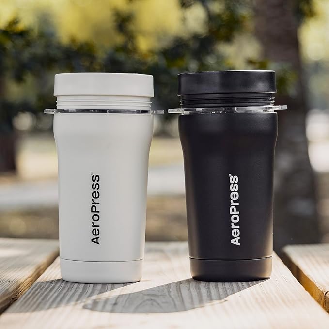 AeroPress Go Plus, Small Portable Coffee Maker for Travel & Camping - 3 In 1 Brew Method Combines French Press, Pourover, Espresso, Full Bodied Coffee without Bitterness, Coffee Press Kit - Cream