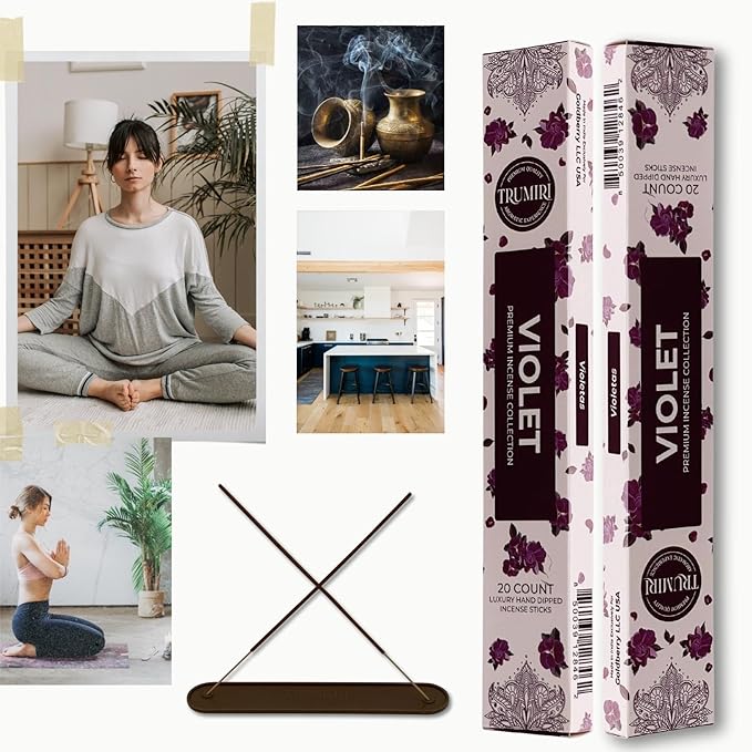 Violet Incense Sticks - Total 40 Insence-Sticks - Dual Pack of 20 Insense - Inciensos - Inscents - Natural Non Toxic Ingredients - Incents - Incence - Inscense - Insents