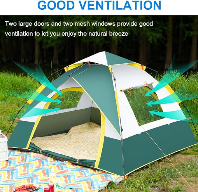 axGear Camping Tent Waterproof Windproof Dome Hiking Tent 2 to 4 People Family