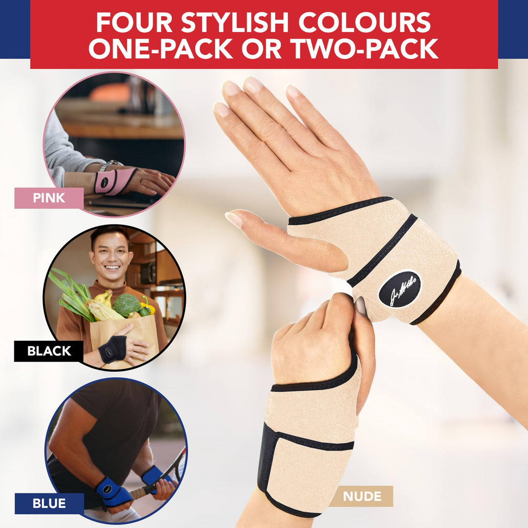 Dr. Arthritis Doctor Developed Comfy, Lightweight, Wrist Support-Strap-Brace-Hand Support, for Both Right and Left Hand, for Men and Women (Nude, 2 Pack)
