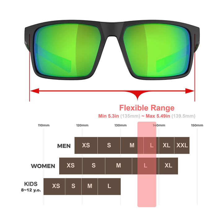 QOOL TIMES Living out your F1A Square Polarized green Sunglasses Men Women Fishing Running Driving