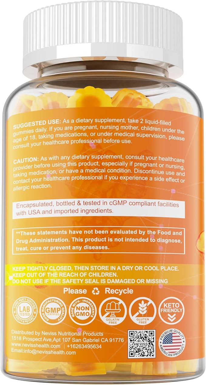 Turmeric Curcumin Gummies for Adults, with Medium Chain Triglycerides (MCT) Oil, Black Pepper Extract, Ultra Absorption, Sugar Free, 120 Gummies, 60 Servings