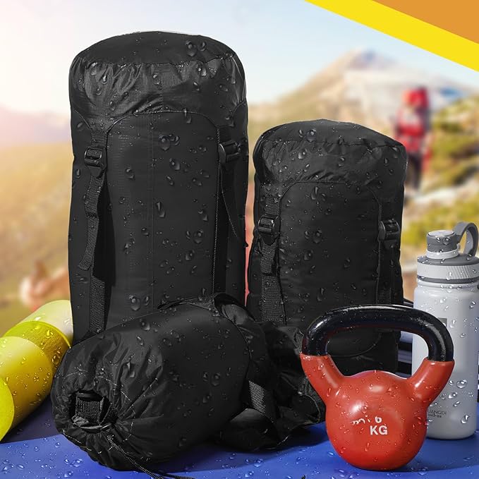 5 Pcs Compression Sacks for Backpacking 5L/10L/15L/20L/35L Camping Sleeping Bag Stuff Sack Water Resistant Sleeping Bag Storage Sack for Space Saving Hiking Gear
